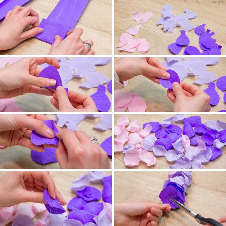 Instruktioner för att binda papper med blommig krans