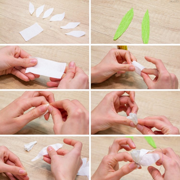 Papper blommor tinker instruktioner klipp ut idéer påsk barn bord dekorationer