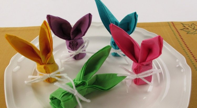 vik papper servetter kaniner öron påsk färgglada servetter loop sladd