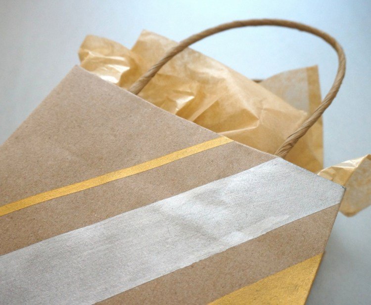 Tinker papperspåsar guldfärgade-metalliska-presentförpackningar