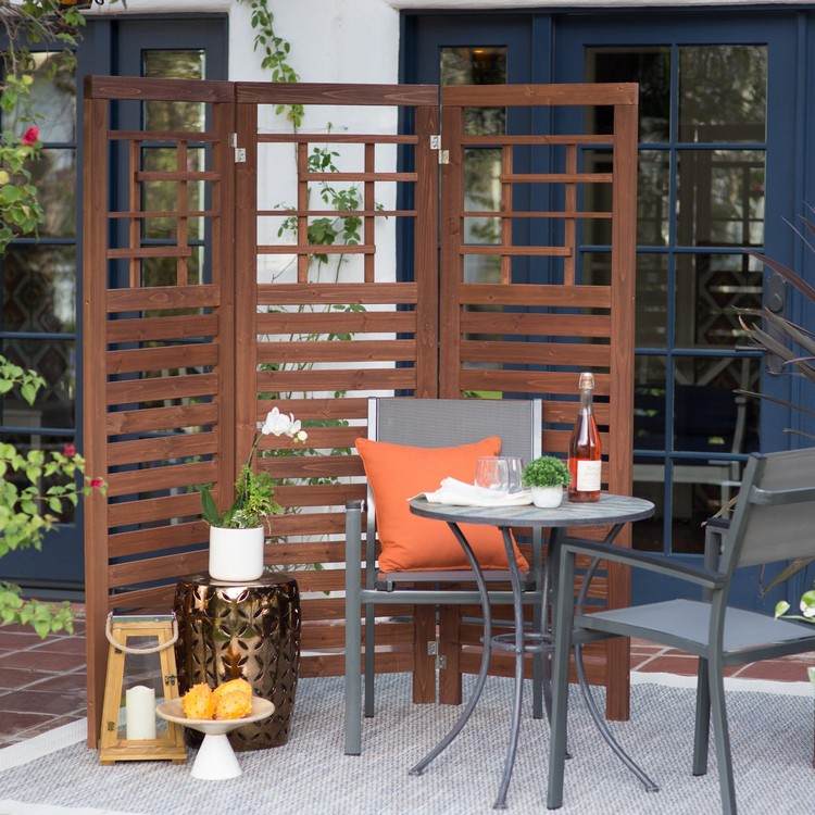 Paravent för trädgård flyttbar-trä-uteplats-trädgård-möbler-matta