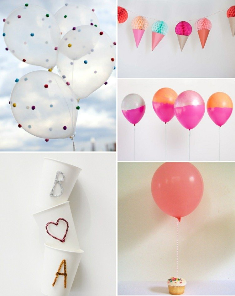 festdekorationsidéer för att göra dig själv ballonger-dekorera-krans-glass-kon-honungskaka-liten