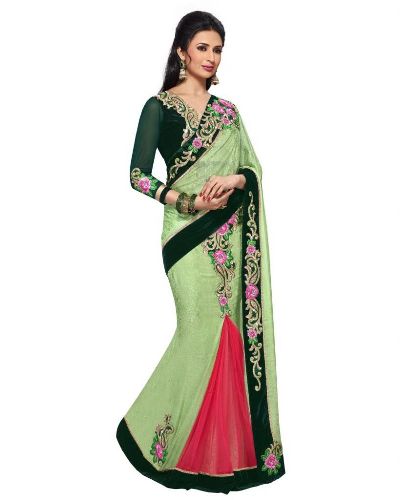 Party Wear Sarees-Light Green Designer Saree