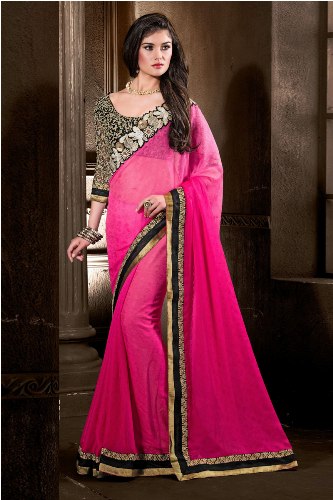 Party Wear Sarees-Pink Party-Wear Saree For Designer Blouses 27