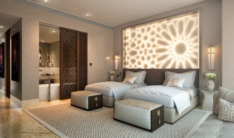 belysning i sovrummet vägg design motiv blomma vägg design