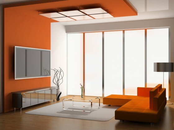 Orange-i-vardagsrummet stoppade möbler