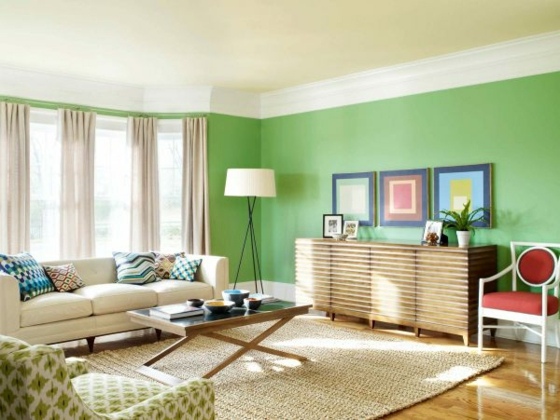 Retrostil-väggdesign-idéer-vägg färg-grön