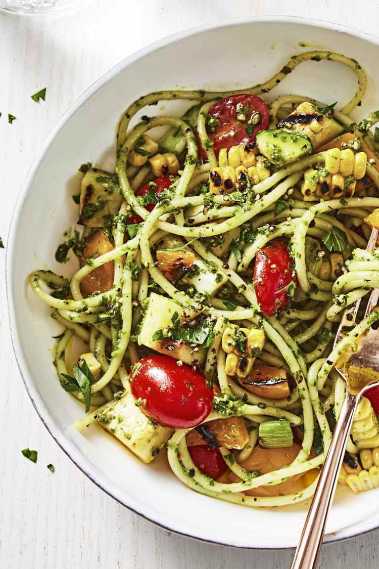 Pesto gör själv hälsosamma viktminskningsrecept middag med lågt kaloriinnehåll