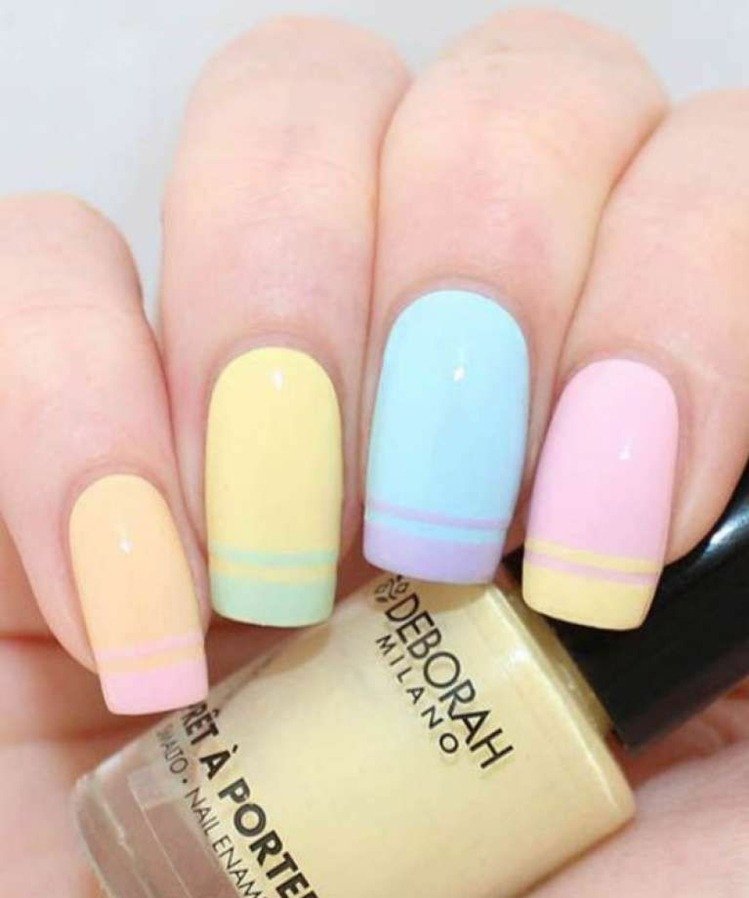 Nageltrender 2020 pastellfärgade nageltips Franska naglar varianter