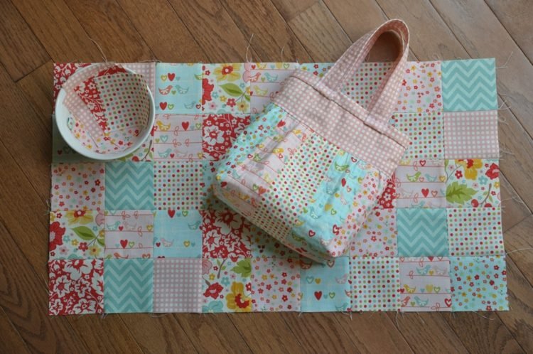 lapptäcke gjort enkelt textilmaterial filtpåse picknickidé
