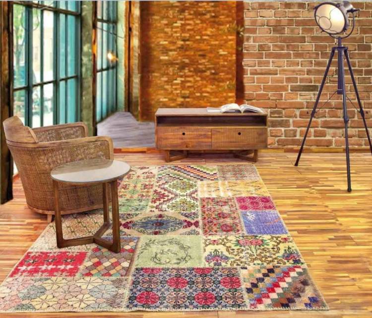 lapptäcke matta färgglada-färger-arabesk-ornament-mönster-tegel-vägg