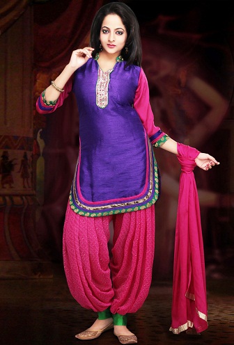 Violetti-vaaleanpunainen Patiala Salwar Kameez