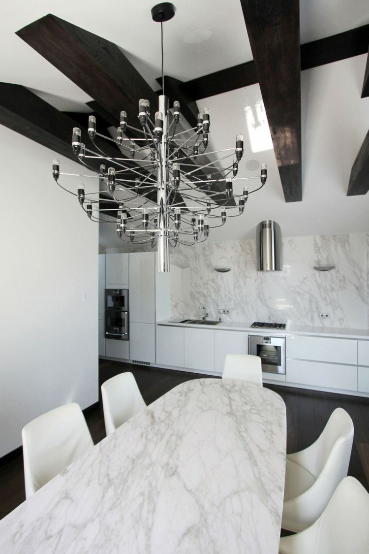 matplats kök spis marmor bord vit lyx design penthouse