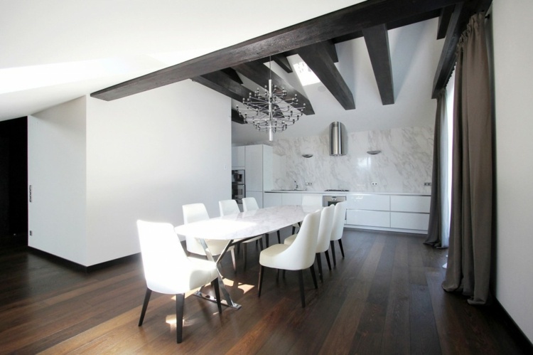 matsal design idé lyxiga stora matbord stolar marmor vind
