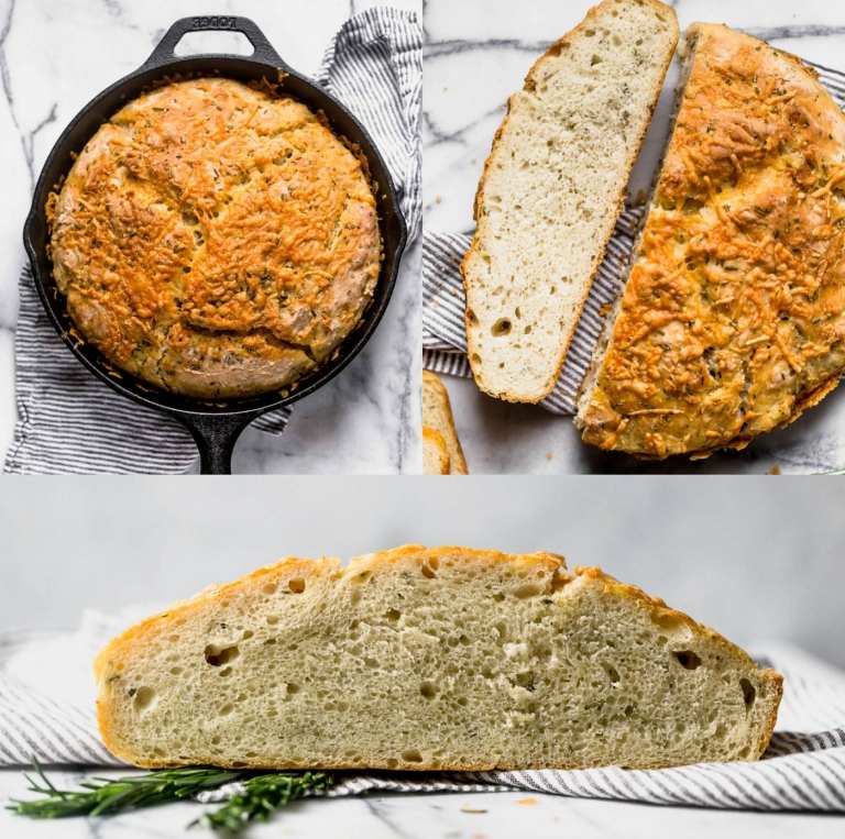 Gyllenbrunt bakat och luftigt pannbröd med parmesan