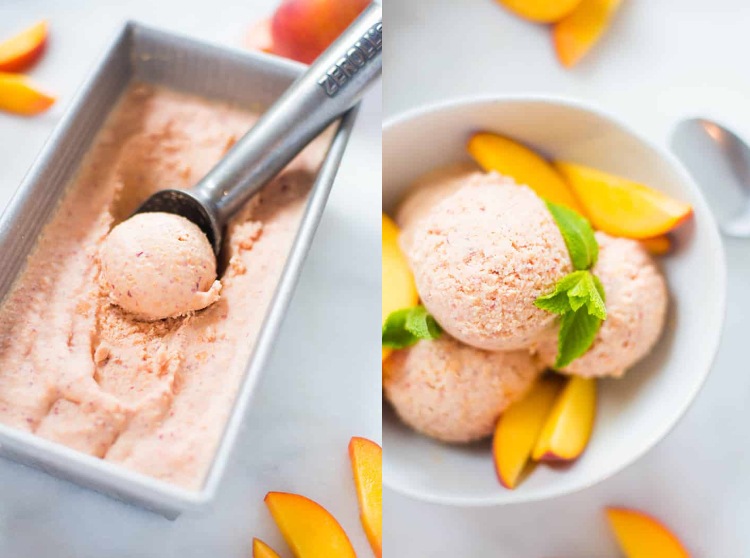 Hemlagat recept för persika glass för sommaren