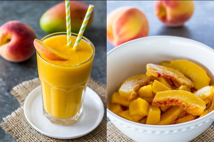 Peach smoothie recept för sommaren med mango