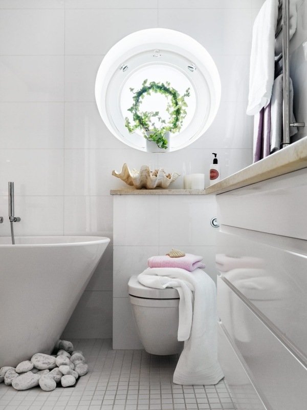 badrum zen stil idéer för dekoration skal stenblock fristående badkar