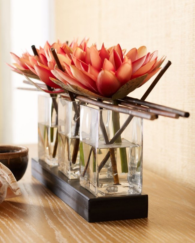 lotusblomma glasvaser japanska växter enligt feng shui energihus