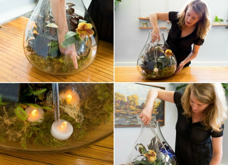 halloween växter terrarium ledde ljus fairy lights batteri tång