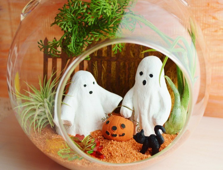 halloween växter terrarium konstgjorda sten akvarium pumpa spöket staket