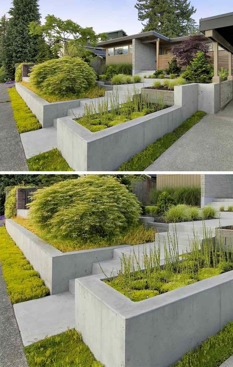 Betongplanter minimalistisk-upphöjd säng-markskydd-trädgård-idé