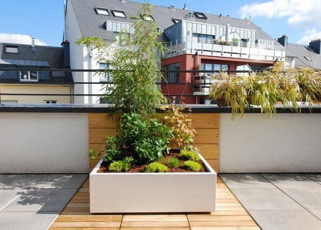 planterings balkong vit fyrkantig fiber cement bambu