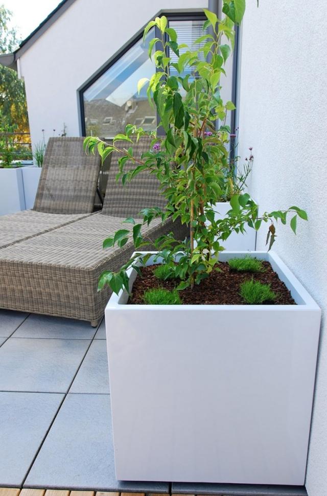 planterings ICB kvadrat hög vit fiber cement balkong