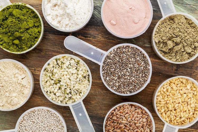 pulver linfrö chia quinoa protein växtbaserad mat