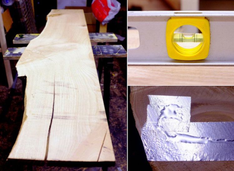 fosforescerande epoxiharts bord DIY projekt träbord ljusbord gör din egen träplatta tejp