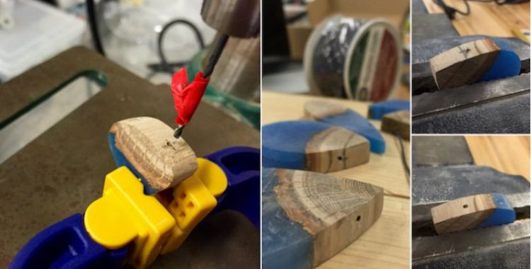 fosforescerande epoxiharts bord DIY projekt gör smycken själv borra hål