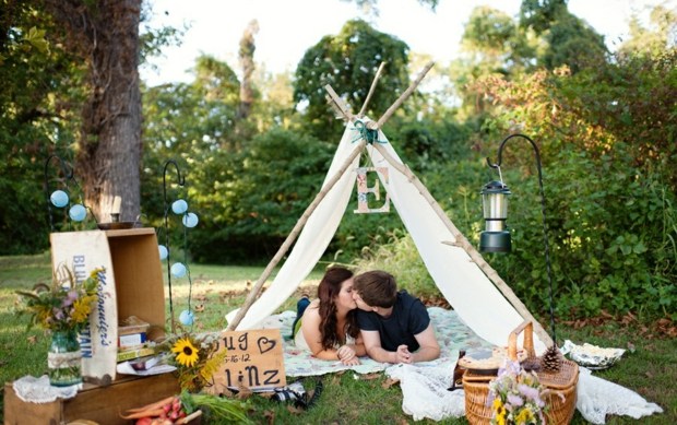 Bygg dina egna trädgårdstältidéer Picknickromantisk för två