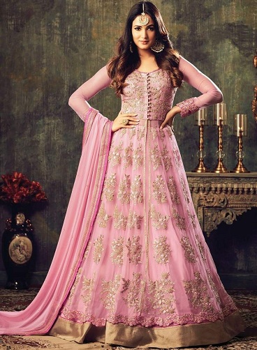 Pink Net Salwar Kameez