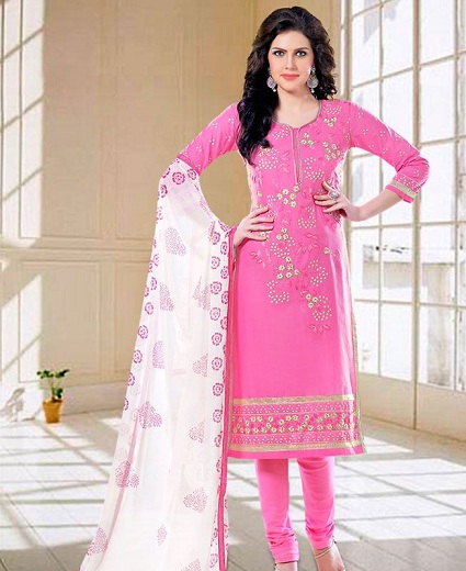 Ροζ Βαμβάκι Salwar Kameez