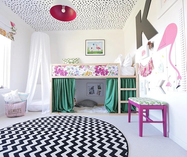 Loftsäng Ikea Kura dekoration idé tjejkammare