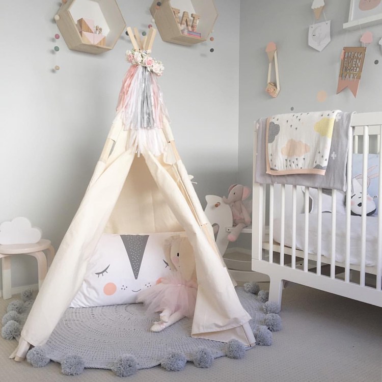 Tipi tält plantskola flicka pastellfärger