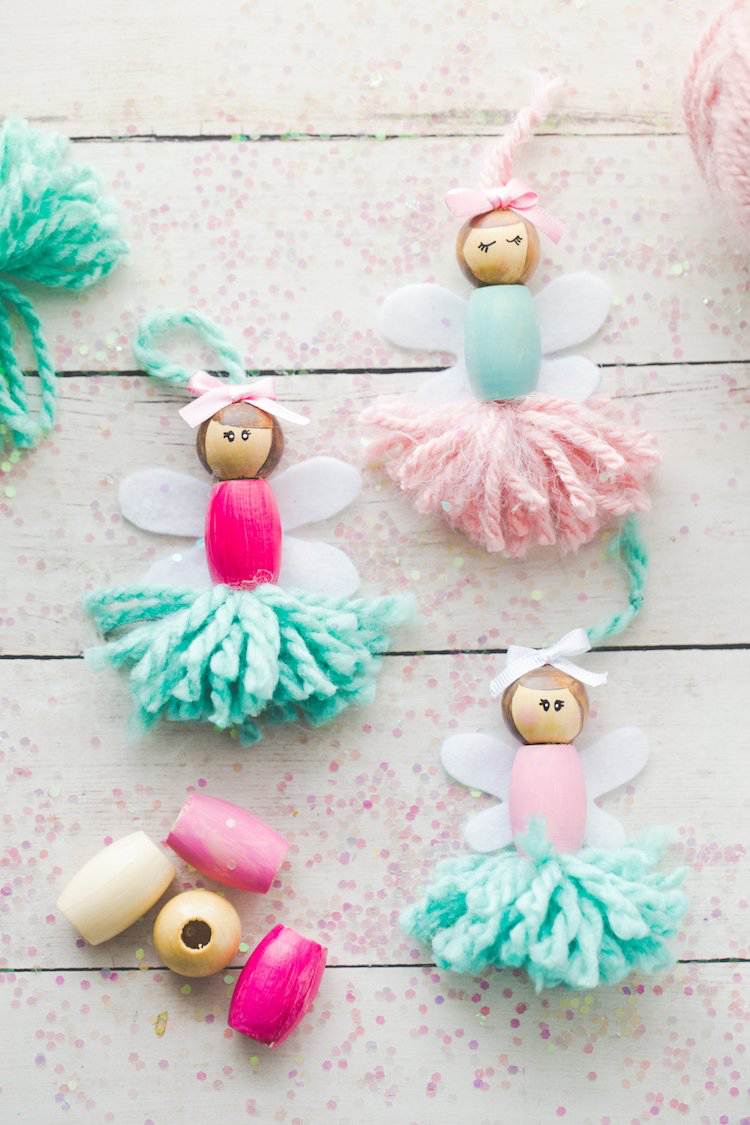 DIY figurer ballerina garn träpärlor