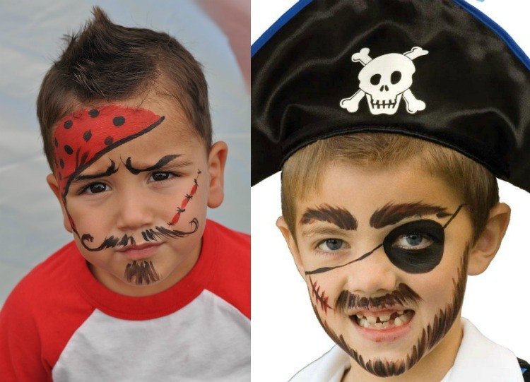 Pirat sminkar barn pojkar skägg ärr make up huvudduk ögonlapp