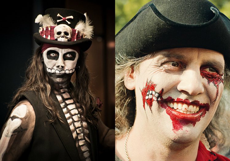 Pirat smink man-zombie-skalle-blod-halloween
