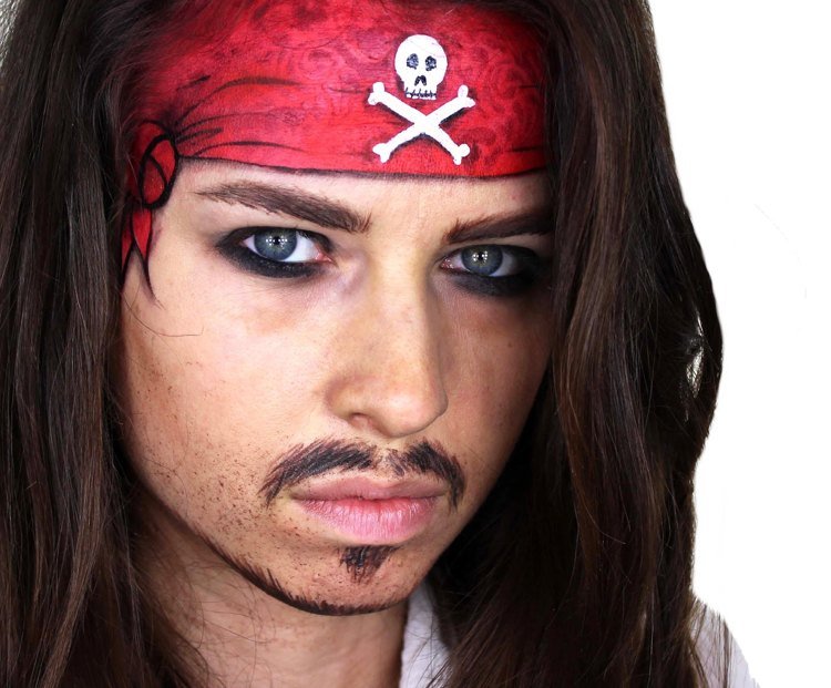 Piratsmink kvinna-jack-sparv-röd-huvudduk