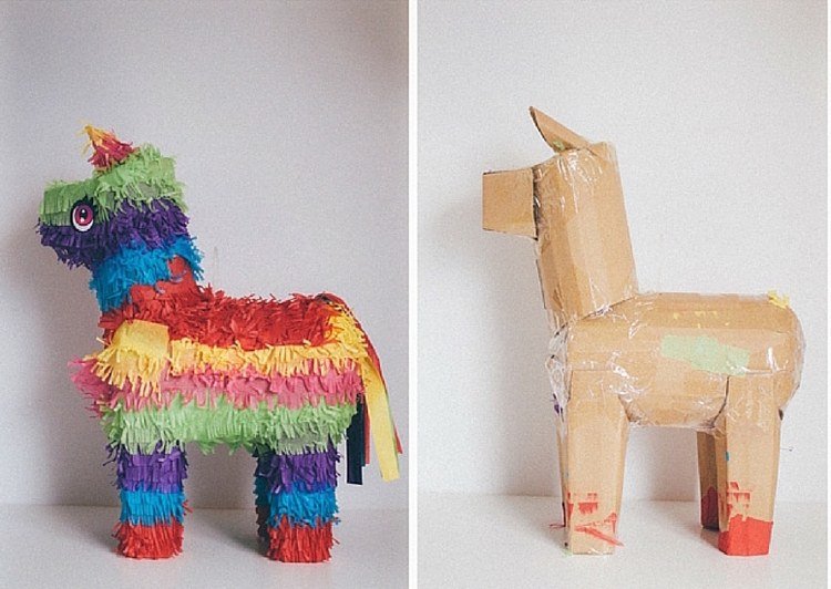 Gör en piñata-kartong-kartong-åsna-färgglad