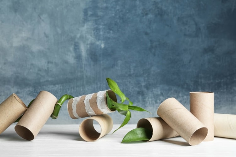 Bambu toalettpapper utan folie som förpackning är mer miljövänligt