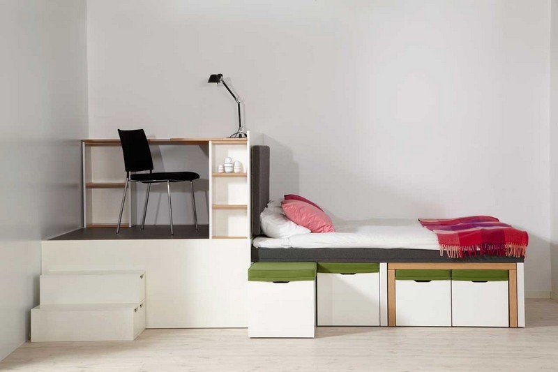 Platsbesparande-möbler-sovrum-loft-säng-bord-sänglåda