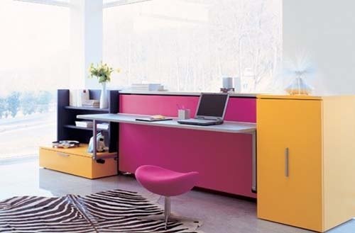 Zebramatta kompakt kontorsdesign orange-lila