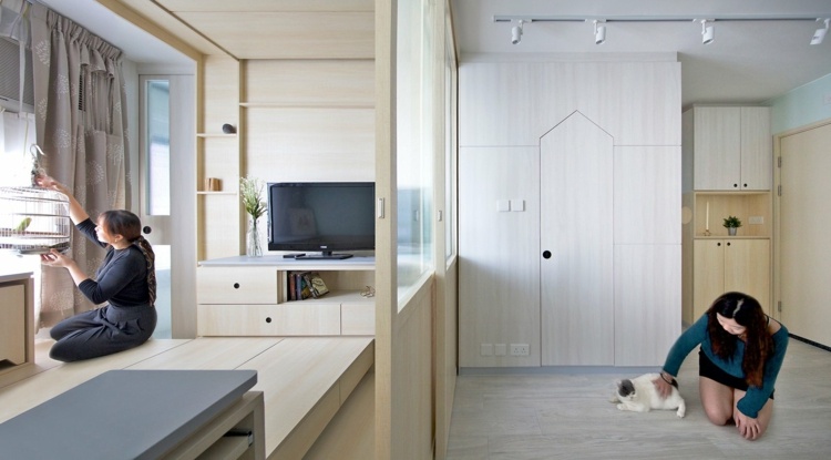 Multifunktionella möbler som en platsbesparande enhet i en liten lägenhet