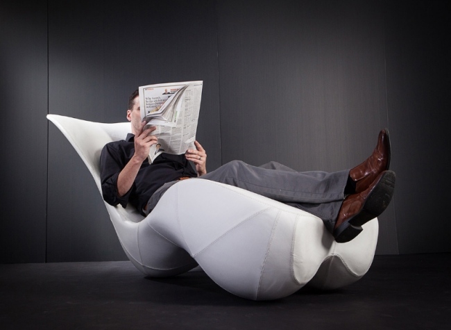 Relax lounge lounge design gungfåtölj-vitt läderfodral-Bodice Rocker