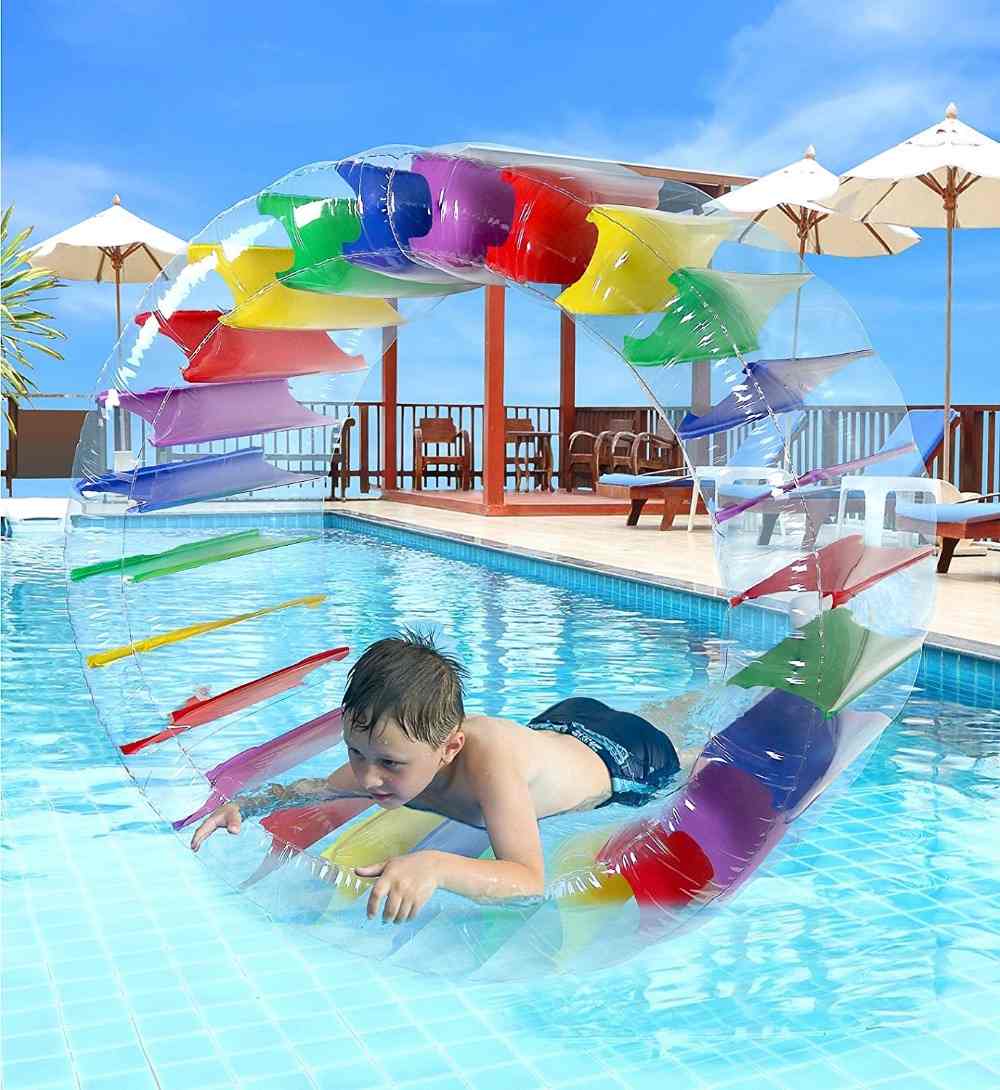 uppblåsbart vattenhjul för barn och vuxna att njuta av simning
