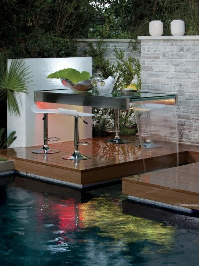 Vattenfall bord pool design idéer barstolar