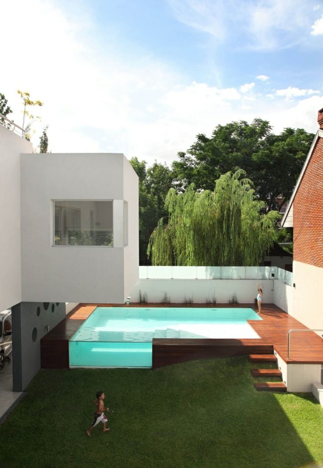 Innergård design pool design trä