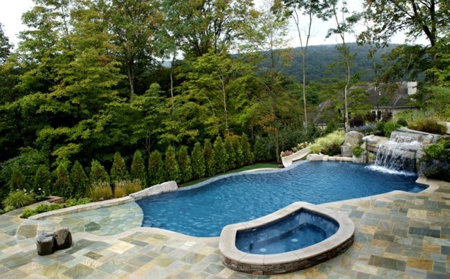 Glasfiber pool design idéer hus skog